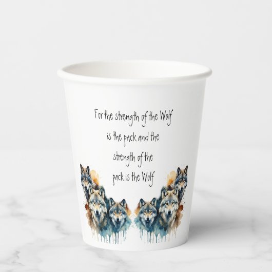 Gobelets En Papier Gamme Inspirational Wolf Citation Force Pack (Recto)