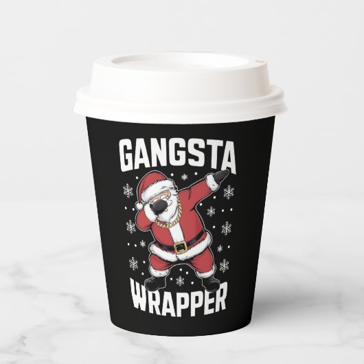 Gobelets En Papier Gangsta Wrapper Dabbing Père Noël Noël (Recto)