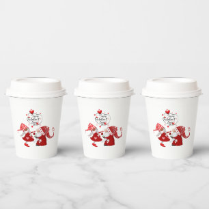 Gobelets En Papier Garçon & fille Valentines gnome Happy Valentines t