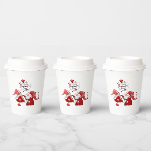 Gobelets En Papier Garçon & fille Valentines gnome Happy Valentines t (Multi)