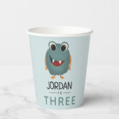 Gobelets En Papier Garçons Bleu mignon Monstre Alien Anniversaire (Verso)