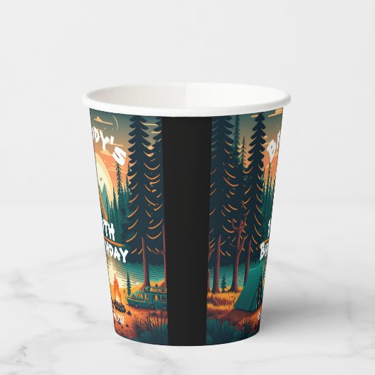 Gobelets En Papier Garçons camping Aventure Anniversaire Coupe en pap (Gauche)