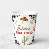 Gobelets En Papier Garçons Mon premier rodéo Cowboy 1er anniversaire (Recto)