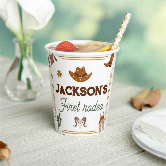 Gobelets En Papier Garçons Mon premier rodéo Cowboy 1er anniversaire (Insitu)