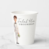 Gobelets En Papier Garin de mariage Mignon dessin animé garçon d'honn (Recto)