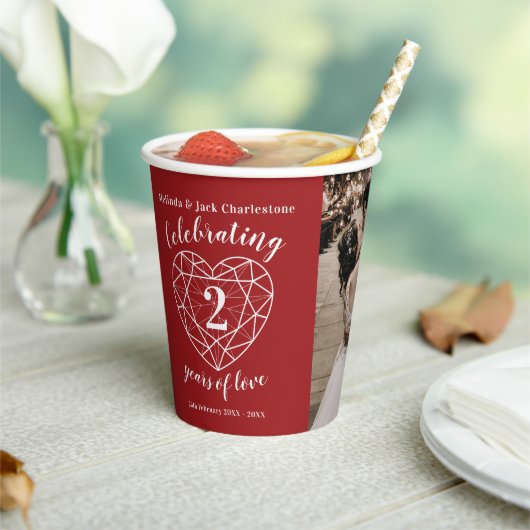 Gobelets En Papier Garnet 2e anniversaire du Mariage aperçu photo du (Insitu)