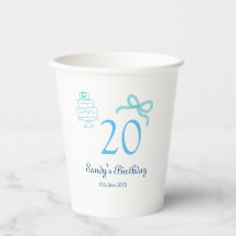 Gâteau à ruban bleu pour 20e anniversaire nom date