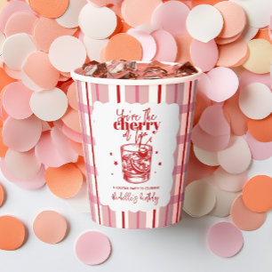 Gobelets En Papier Gâteau au Whisky Rose Rouge Fête d'anniversaire