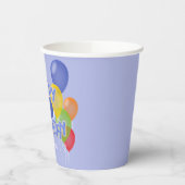 Gobelets En Papier gâteau d'anniversaire bleu heureux avec ballons (Gauche)