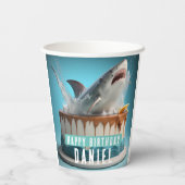 Gobelets En Papier Gâteau d'anniversaire sur le thème du requin (Verso)