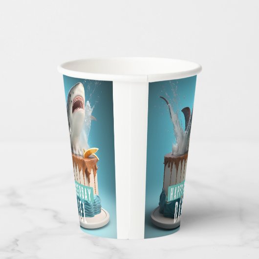 Gobelets En Papier Gâteau d'anniversaire sur le thème du requin (Droite)