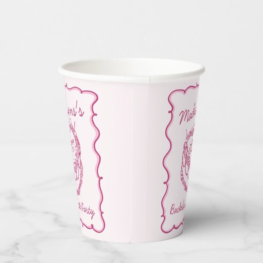 Gobelets En Papier Gâteau de Fiançailles Coquette Rose Rétro à Cœur C (Droite)