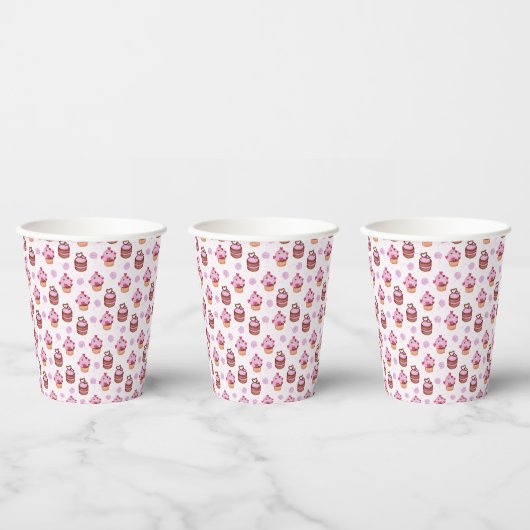 Gobelets En Papier Gâteau rose de la Saint-Valentin (Multi)