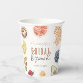 Gobelets En Papier Gaufres Café Fruits Aquarelle Déjeuner de Mariée (Recto)