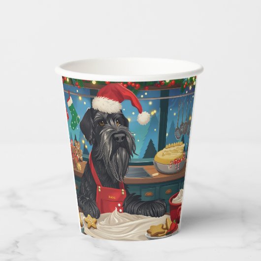 Gobelets En Papier Géant Schnauzer Gourmande : Noël Festif (Recto)