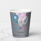 Gobelets En Papier Genre révéler baby shower bleu rose argent (Verso)