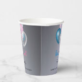 Gobelets En Papier Genre révéler baby shower bleu rose argent (Droite)