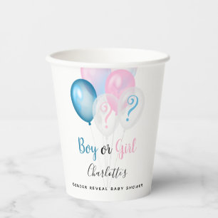 Gobelets En Papier Genre révéler baby shower garçon fille bleu rose b