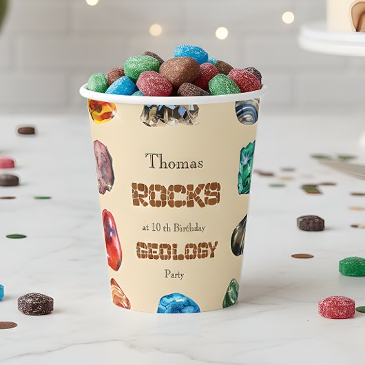 Gobelets En Papier Géologie fête d'anniversaire roche gemstone