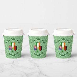 Gobelets En Papier German Irish American Shamrock Personalized Text