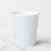 Gobelets En Papier Gingham Classique de Printemps | Bleu Poudre (Verso)