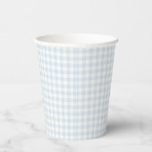 Gobelets En Papier Gingham Classique de Printemps | Bleu Poudre (Droite)