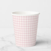 Gobelets En Papier Gingham Classique de Printemps | Douce Rose (Verso)