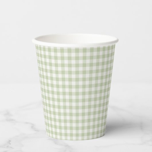 Gobelets En Papier Gingham Classique Début d'Automne | Olive Douce (Recto)