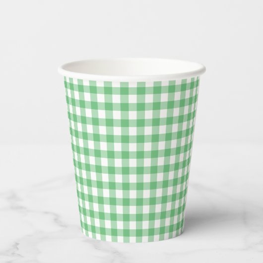 Gobelets En Papier Gingham Classique Été Vert (Verso)