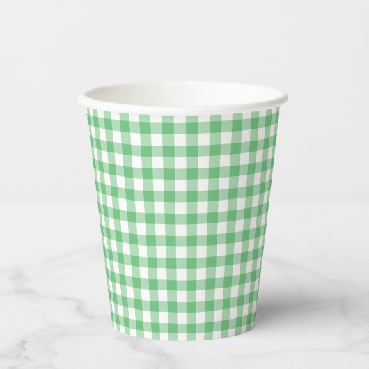 Gobelets En Papier Gingham Classique Été Vert (Recto)