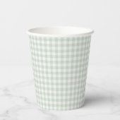 Gobelets En Papier Gingham Classique Printemps | Sauge Atténué (Verso)