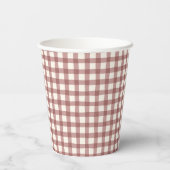 Gobelets En Papier Gingham Cranberry Rouge Marron (Verso)