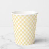 Gobelets En Papier Gingham Rétro Jaune Canari (Verso)