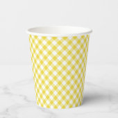 Gobelets En Papier Gingham Rétro Jaune Doré (Verso)