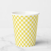 Gobelets En Papier Gingham Rétro Jaune Doré (Gauche)