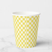 Gobelets En Papier Gingham Rétro Jaune Doré (Droite)