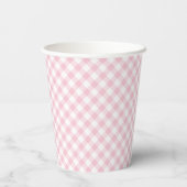 Gobelets En Papier Gingham Rétro Rose (Verso)
