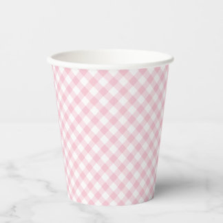 Gobelets En Papier Gingham Rétro Rose