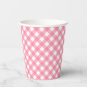 Gobelets en papier Gingham rose bébé (Recto)