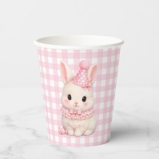 Gobelets En Papier Gingham Some Bunny a un anniversaire (Recto)
