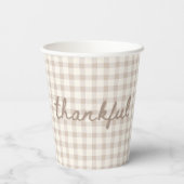 Gobelets En Papier Gingham Tan Neutre (Verso)