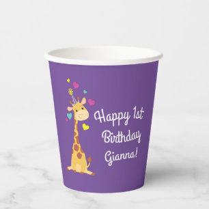 Gobelets En Papier Giraffe Anniversaire de enfant Party Cute