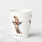 Gobelets En Papier Giraffe de Noël cosy, sur mesure (Recto)
