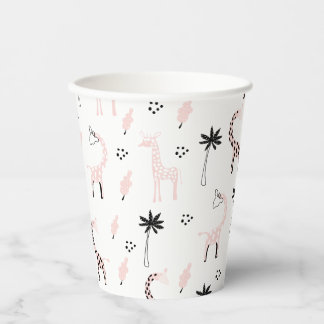 Gobelets En Papier Giraffe faune safari animal motif
