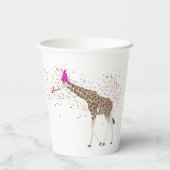 Gobelets En Papier Giraffe Fête Safari Animaux ayant une fête (Verso)
