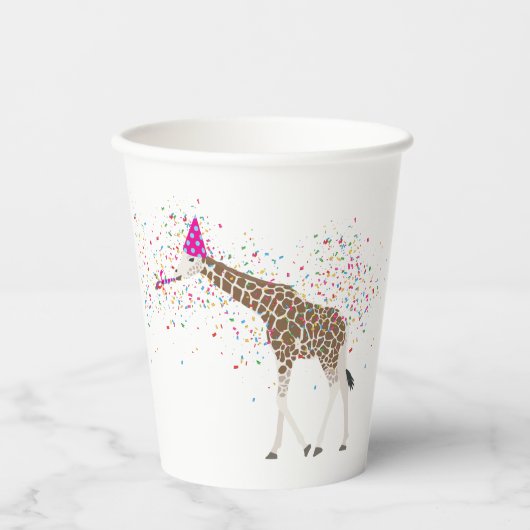 Gobelets En Papier Giraffe Fête Safari Animaux ayant une fête (Recto)
