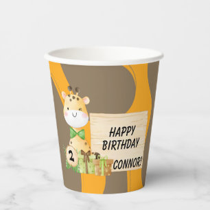 Gobelets En Papier Giraffe mignonne pour les tasses de papier d'anniv