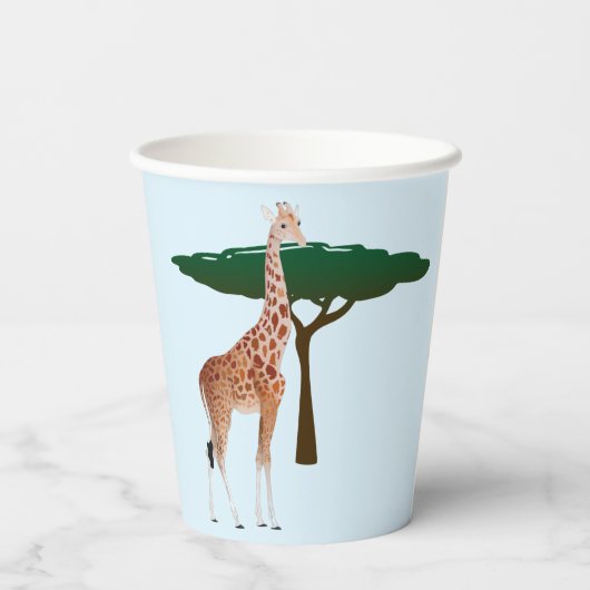 Gobelets En Papier Giraffe Sur La Savanna (Verso)