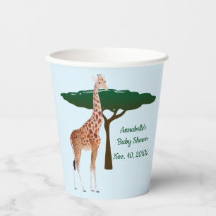 Gobelets En Papier Giraffe Sur La Savanna