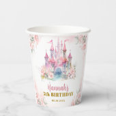 Gobelets En Papier Girl Princess Royal Castle Cinquième anniversaire (Verso)